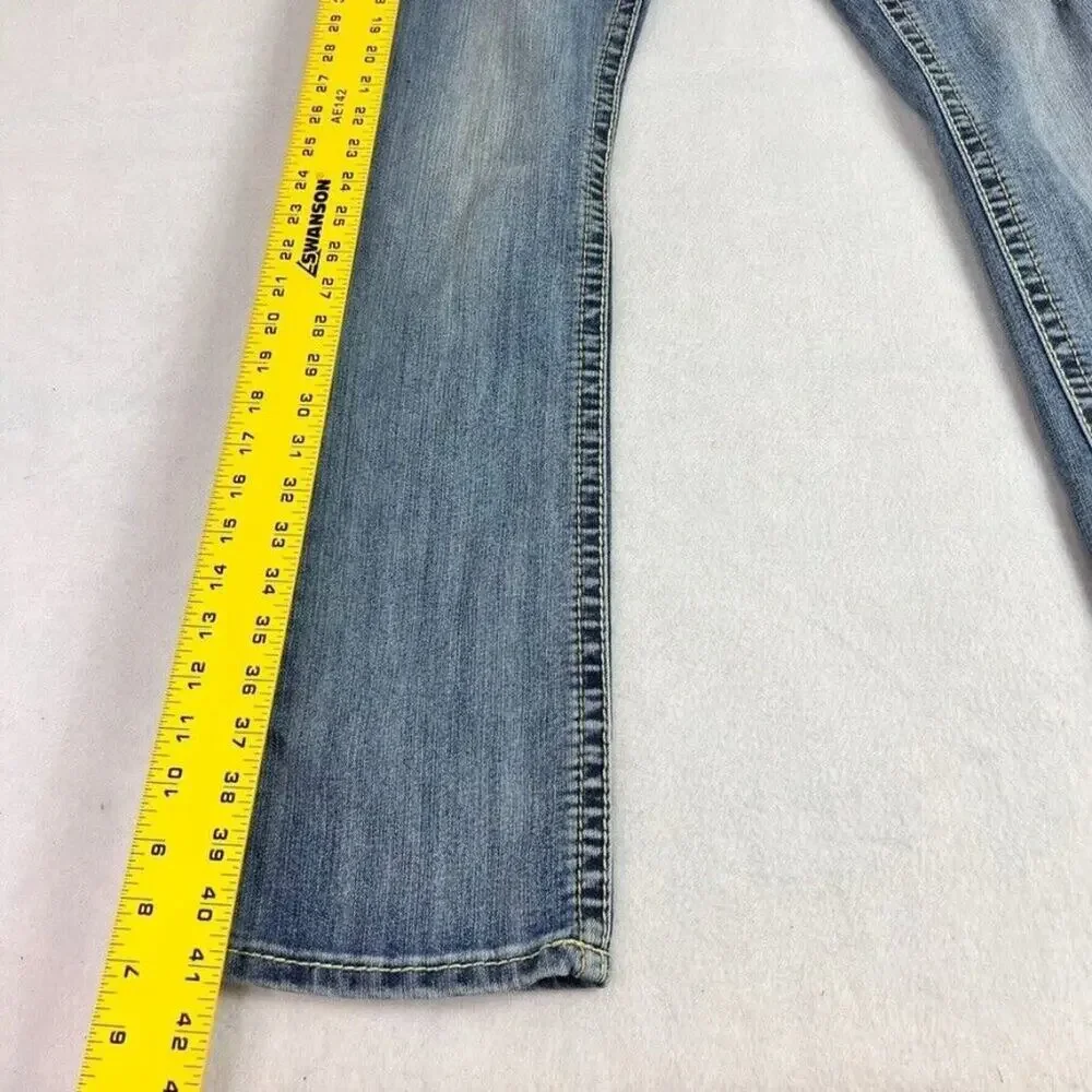 Vanilla Star Jeans Womens 7 Blue Denim Bootcut Embroidered Detail Distressed